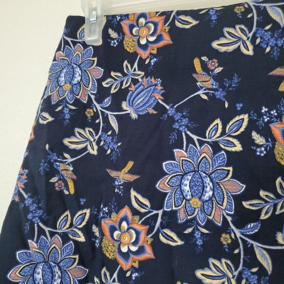 Ann Taylor Loft Skirt Womens Size 4 Embroidered Navy Blue Floral A Line - Picture 6 of 14